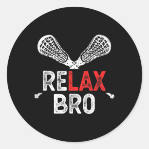 Pegatina Redonda Relax Bro Lacrosse Funny Lacrosse Lax Coach