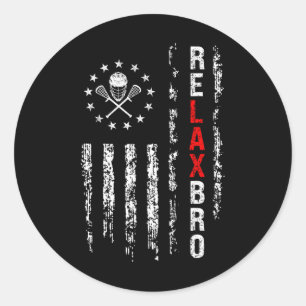 Pegatina Redonda Relax Bro Lacrosse Funny Lacrosse Player Sticks La