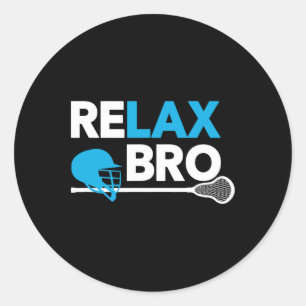 Pegatina Redonda Relax Bro Lacrosse Lax Lacrosse Player Regalos