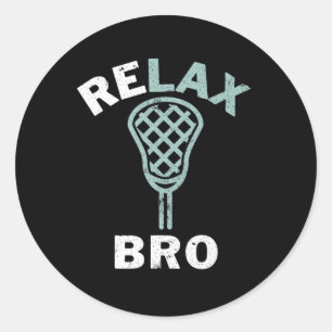 Pegatina Redonda Relax Bro Lacrosse Lax Stick Vintage Lacrosse Play