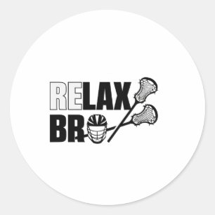 Pegatina Redonda Relax Bro Lacrosse Player Lax Adolescentes Hombres