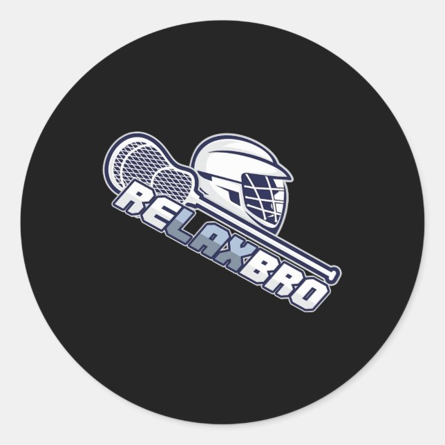Pegatina Redonda Relax Bro Lax Stick Lacrosse Player (Anverso)