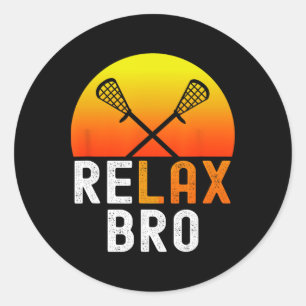 Pegatina Redonda Relax Bro Stick Funny Lacrosse Juego de jugador