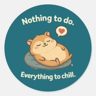 Pegatina Redonda "Relax Mode - Chubby Hamster Pegatina"
