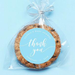 Pegatina Redonda Relax Script Gracias Pastel Azul