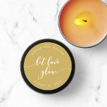 Pegatina Redonda Relax Script Let Love Glow Editable Color Boda<br><div class="desc">Pegatina de favores de boda con las palabras "deja que el amor brille" en un guión cursivo relajante en blanco contra un color de fondo editable (haga clic en personalizar para acceder). Personalízalo reemplazando el texto del marcador de posición. Para obtener más opciones como cambiar el tipo de letra y...</div>