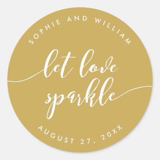 Pegatina Redonda Relax Script Let Love Sparkle Personalizado Boda d (Anverso)