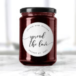 Pegatina Redonda Relax Script Spread the Love Wedding Favor<br><div class="desc">pegatina boda con las palabras "Difunde el amor" en un guión cursivo relajante en negro contra fondo blanco. Personalízalo reemplazando el texto del marcador de posición. Para obtener más opciones como cambiar el tipo de letra y su tamaño/color, expanda la curva /contract o el espaciado entre letras haga clic en...</div>