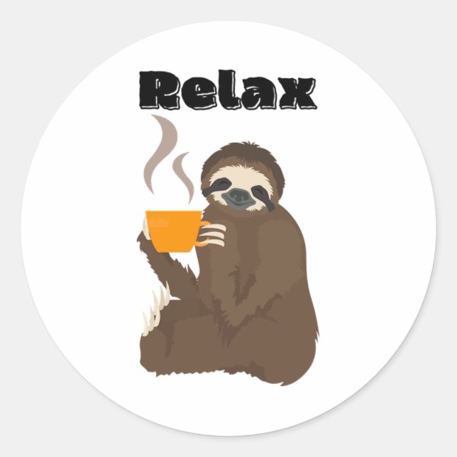 Pegatina Redonda Relax Sloth Premium (Anverso)