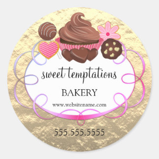 Pegatina Redonda Relieve metalizado Aspecto Panadería Panadería Var