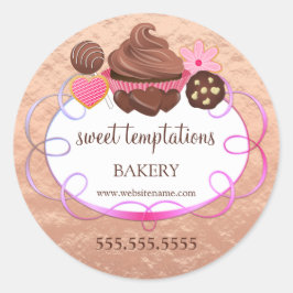 Pegatina Redonda Relieve metalizado Aspecto Panadería Panadería Var