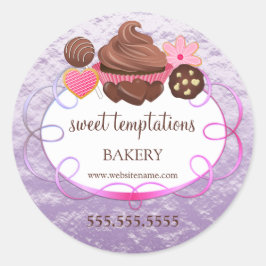 Pegatina Redonda Relieve metalizado Aspecto Panadería Panadería Var