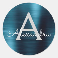 Relieve metalizado azul Boda monogramado metálico