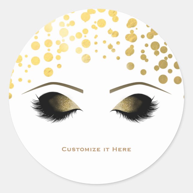 Pegatina Redonda Relieve metalizado Confetti Dots Gold Makeup Eyela (Anverso)