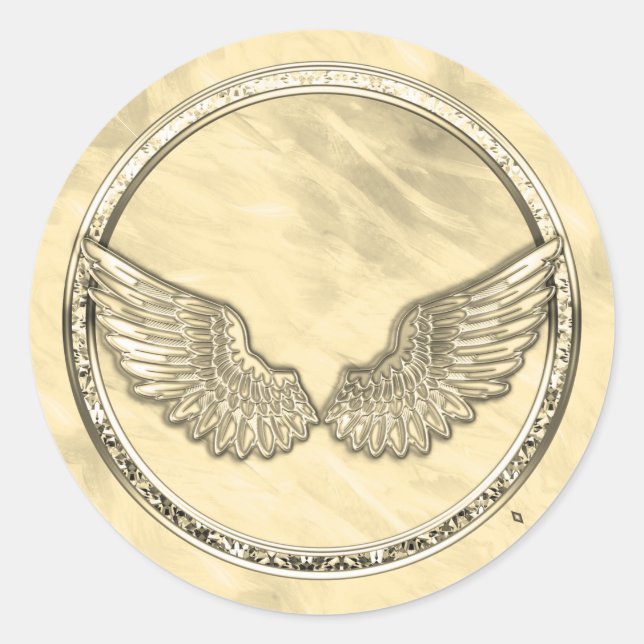 Pegatina Redonda Relieve metalizado de imitación de plantilla en bl (Anverso)