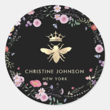 Relieve metalizado de oro falso reina abeja flores