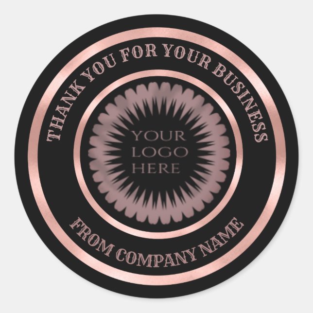 Pegatina Redonda Relieve metalizado de oro Rosa gracias logo de per (Anverso)