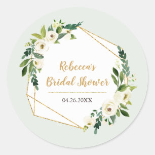 Pegatina Redonda Relieve metalizado dorado Aspecto Marco geométrico