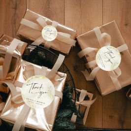 Pegatina Redonda Relieve metalizado dorado Boda de Textura de Mármo