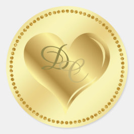 Pegatina Redonda Relieve metalizado dorado Cardiopatía metálica Bod
