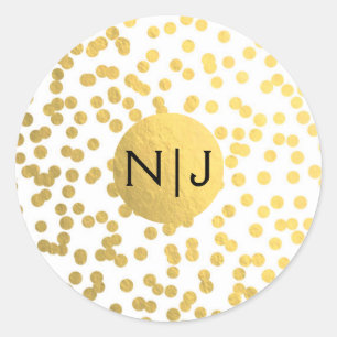 Pegatina Redonda Relieve metalizado dorado Confetti Dots Glam Moder