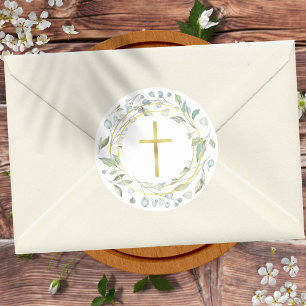 Pegatina Redonda Relieve metalizado dorado Faux de Garland