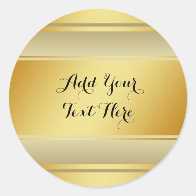 Pegatina Redonda Relieve metalizado dorado Faux Purpurina Personali (Anverso)