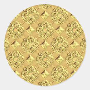 Pegatina Redonda Relieve metalizado dorado Grabado en relieve