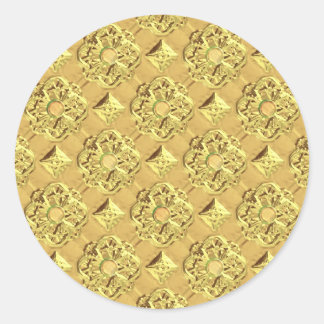 Pegatina Redonda Relieve metalizado dorado Grabado en relieve