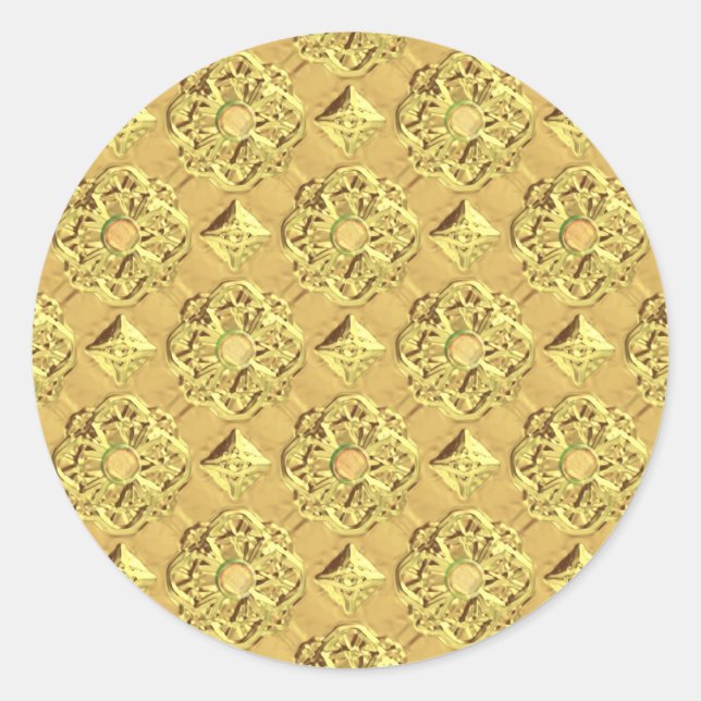 Pegatina Redonda Relieve metalizado dorado Grabado en relieve (Anverso)