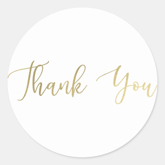 Pegatina Redonda Relieve metalizado dorado moderno guión delgado Gr (Anverso)