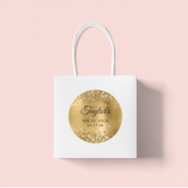 Pegatina Redonda Relieve metalizado dorado Purpurinoso Mis XV Anos 