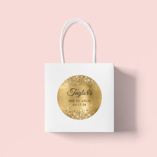 Pegatina Redonda Relieve metalizado dorado Purpurinoso Mis XV Anos