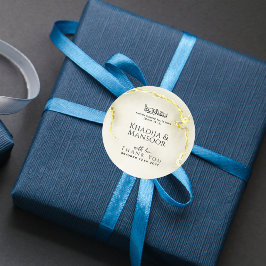 Pegatina Redonda Relieve metalizado dorado Textura de Mármol Boda i