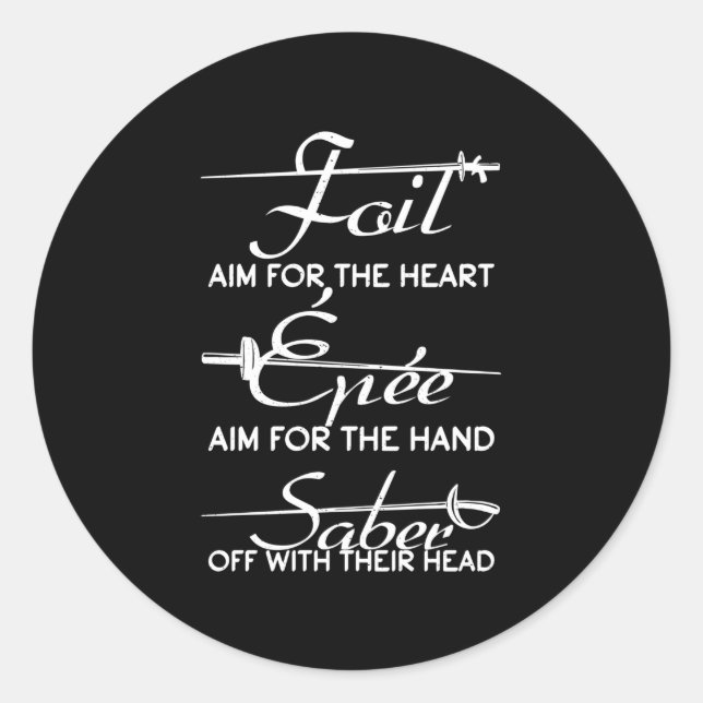 Pegatina Redonda Relieve metalizado Epee Saber Esgrima de esgrima d (Anverso)