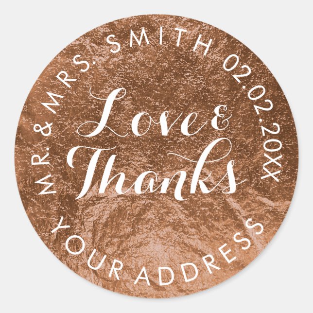 Pegatina Redonda Relieve metalizado FAUX de PixDezines, COBRE (Anverso)