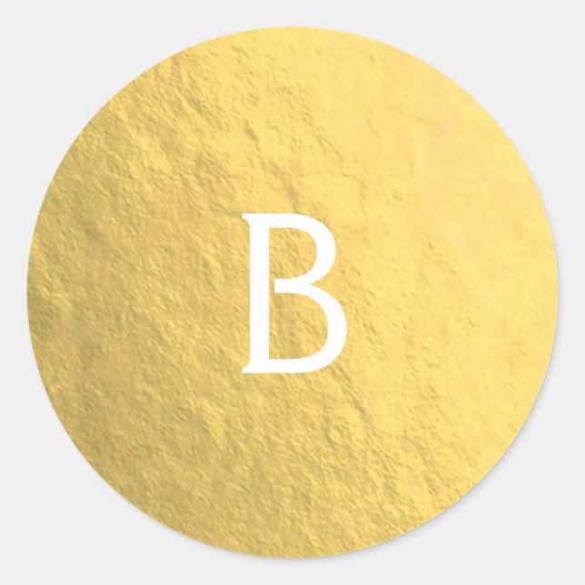 Pegatina Redonda Relieve metalizado Faux Gold Elegant Modern Glam M (Anverso)