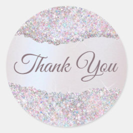 Pegatina Redonda Relieve metalizado purpurina rosa iridiscente fals