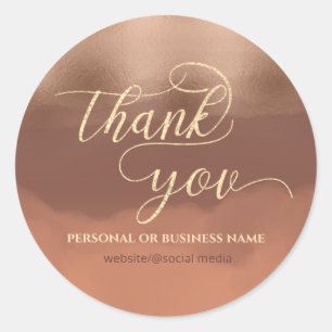 Pegatina Redonda Relieve metalizado Rosa dorado canela cantaloupe a