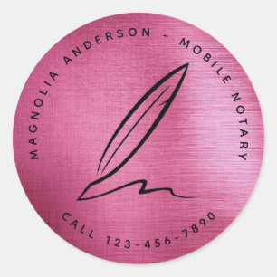 Pegatina Redonda Relieve metalizado rosa Quill Moda Mobile Notario