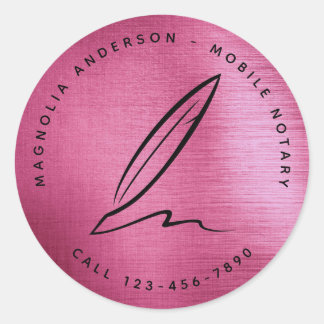 Pegatina Redonda Relieve metalizado rosa Quill Moda Mobile Notario