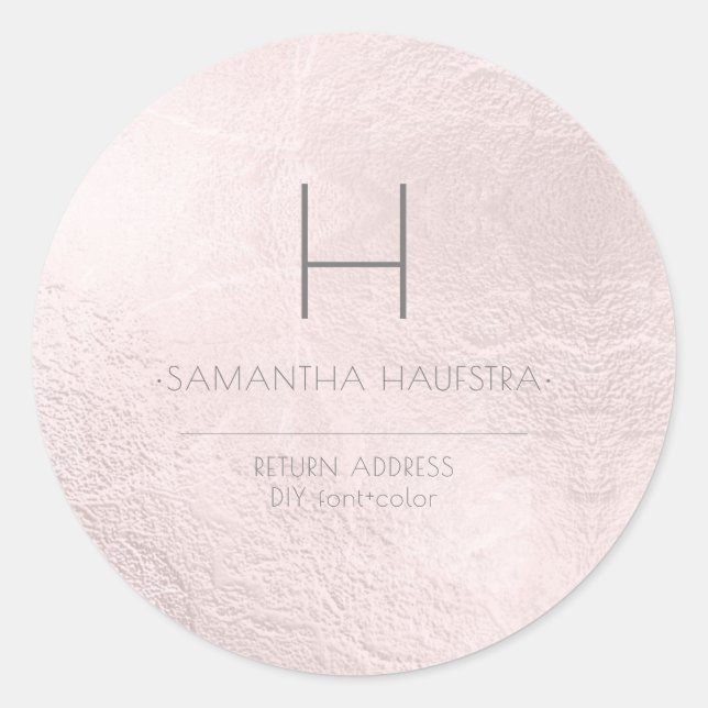 Pegatina Redonda Relieve metalizado Rubor de PixDezines Monograma F (Anverso)