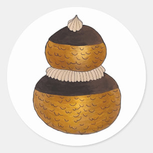 Pegatina Redonda Religieuse Choux Pastry Cream Puff Postre