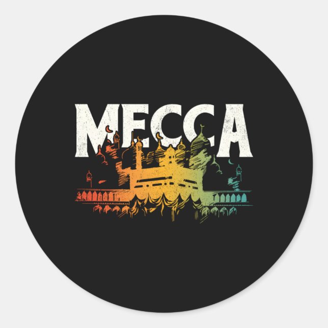 Pegatina Redonda Religión Alá Islámicos Musulmanes Islámicos Mec Ab (Anverso)