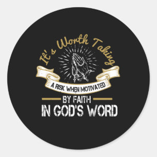 Pegatina Redonda Religión - Vale la pena arriesgarse