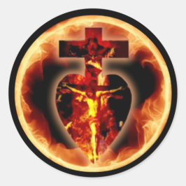 Pegatina Redonda Religioso Católico Jesús Crucifijo Santísima Trini