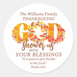 Pegatina Redonda Religious Thanksgiving Dinner Faith Bible Quote