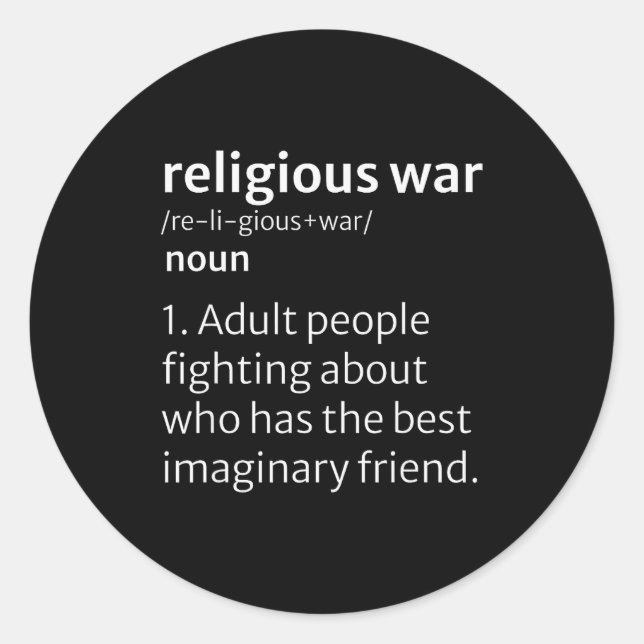 Pegatina Redonda Religious War Dictionary Sarcastic Definition Funn (Anverso)