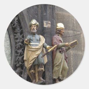 Pegatina Redonda Reloj astronómico o Praga Orloj