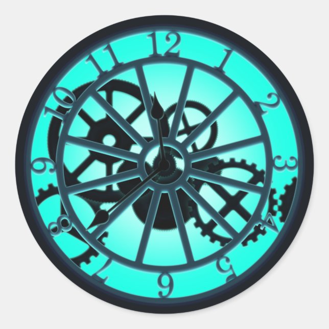 Pegatina Redonda Reloj De Ironwork Gótico De Steampunk Con Gases Vi (Anverso)